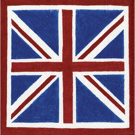 Caspari Union Jack Paper Cocktail Napkins, Pack of 20, Blue