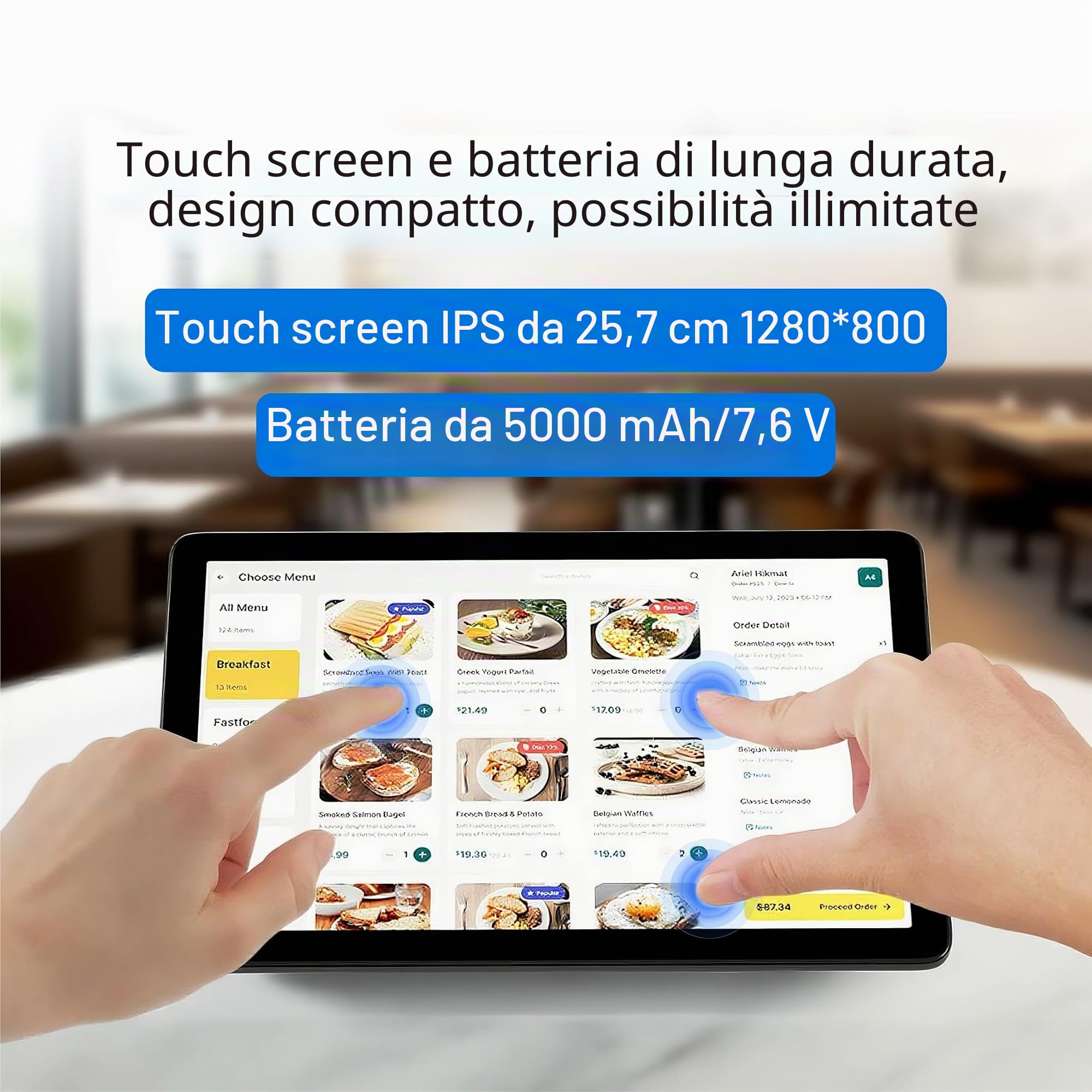 Mini Computer Desktop PC-HEIGAOLAPC 10,1" Mini PC Computer Senza Ventola con Schermo Tattile, N5100, Win 11 Pro, 8GB RAM, 128GB ROM, Batteria 5000mAh, Display 4K HDMI & Tipo C, USB3,0, RS232, RJ45 Lan