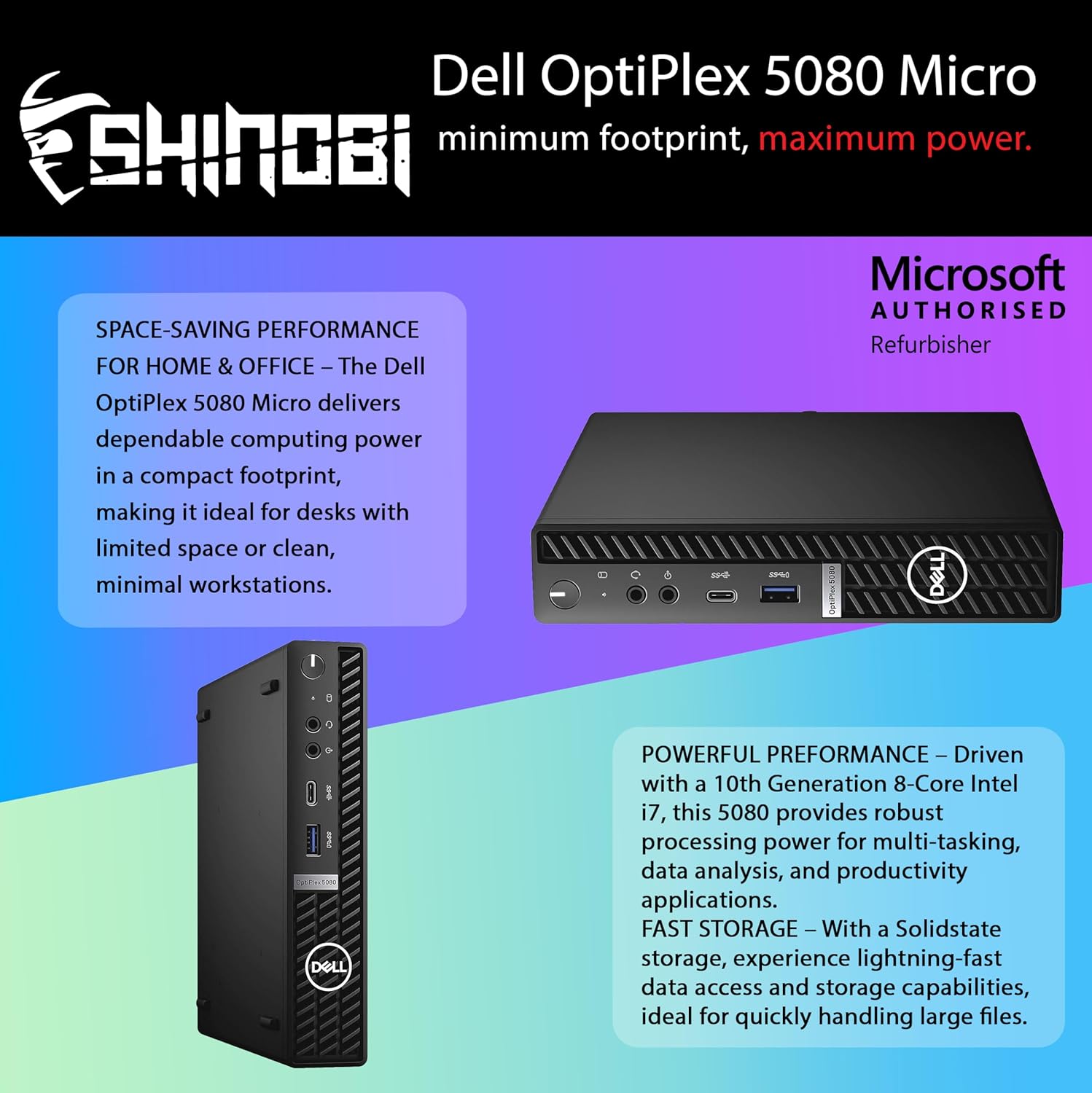 Dell OptiPlex 5080 Micro PC | Intel Core i7-10700T | 32GB RAM | 1TB SSD | Windows 11 Pro | Wi-Fi+ BT | Mini Desktop Computer (Renewed)