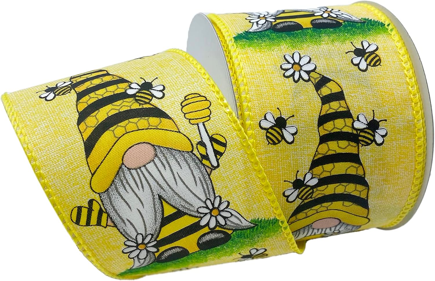 Morex Ribbon Wired Taffeta Bee Keeper Gnome Ribbon, 2.5 inch by 10 Yards, Yellow, 7597.60/10-605