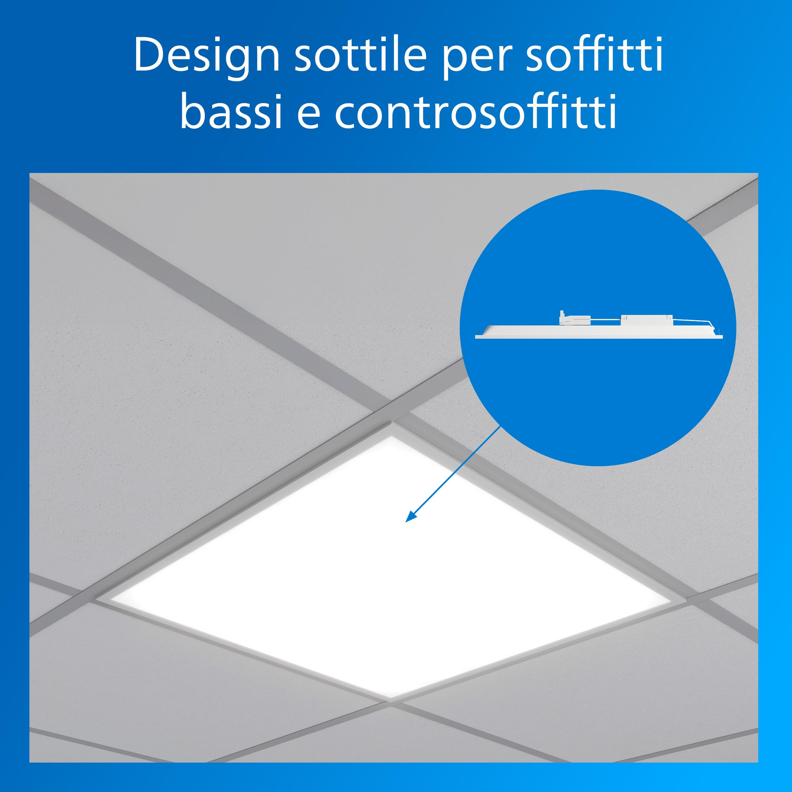 Philips Projectline Pannello LED 6060 | 3200 lm, 4000 K, Efficienza energetica ottima, Durata fino a 35000 ore, Per corridoi e aree di lavoro