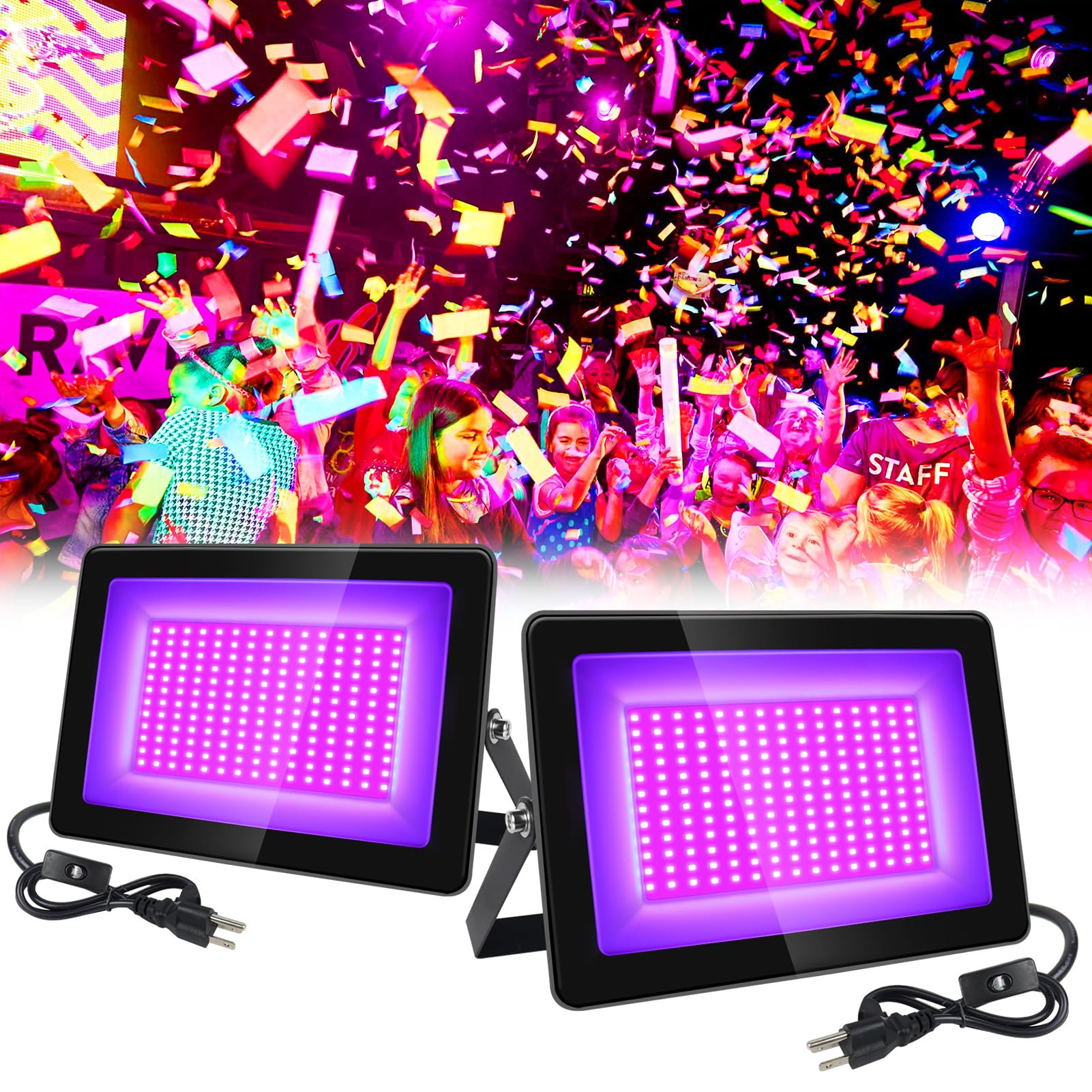 CREATESTAR UV Black Light Spotlight 100W, LED Lamp IP65