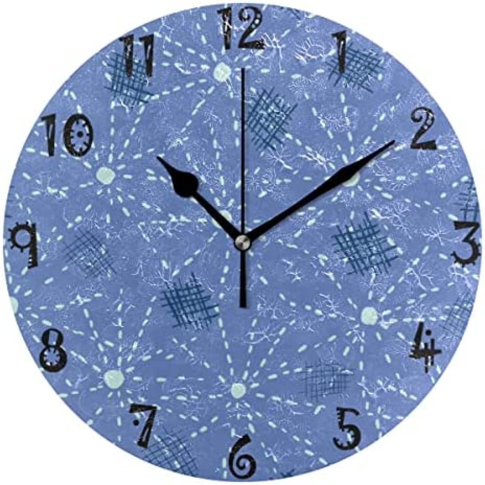 Amazon.co.jp: フラワーブルー漫画芸術円形壁掛け時計丸板サイレント非