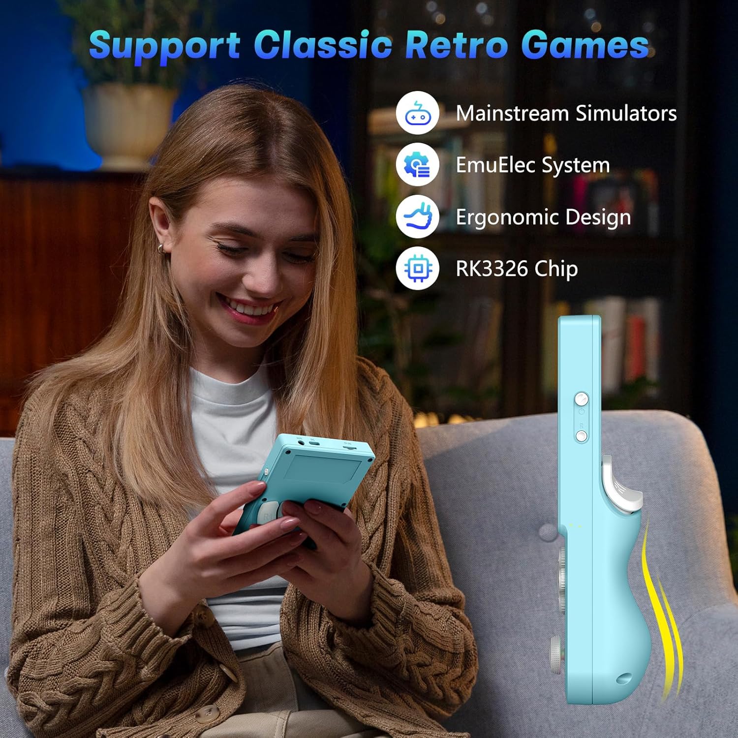 R36TMAX Retro Handheld Game Console, Portable Retro Gaming Console with 4.0” CRT-Inspired Screen, 4000mAh Arcade Classics, Supports Multiple Emulators, WiFi Network Battling, 64GB (Blue) - Image 8