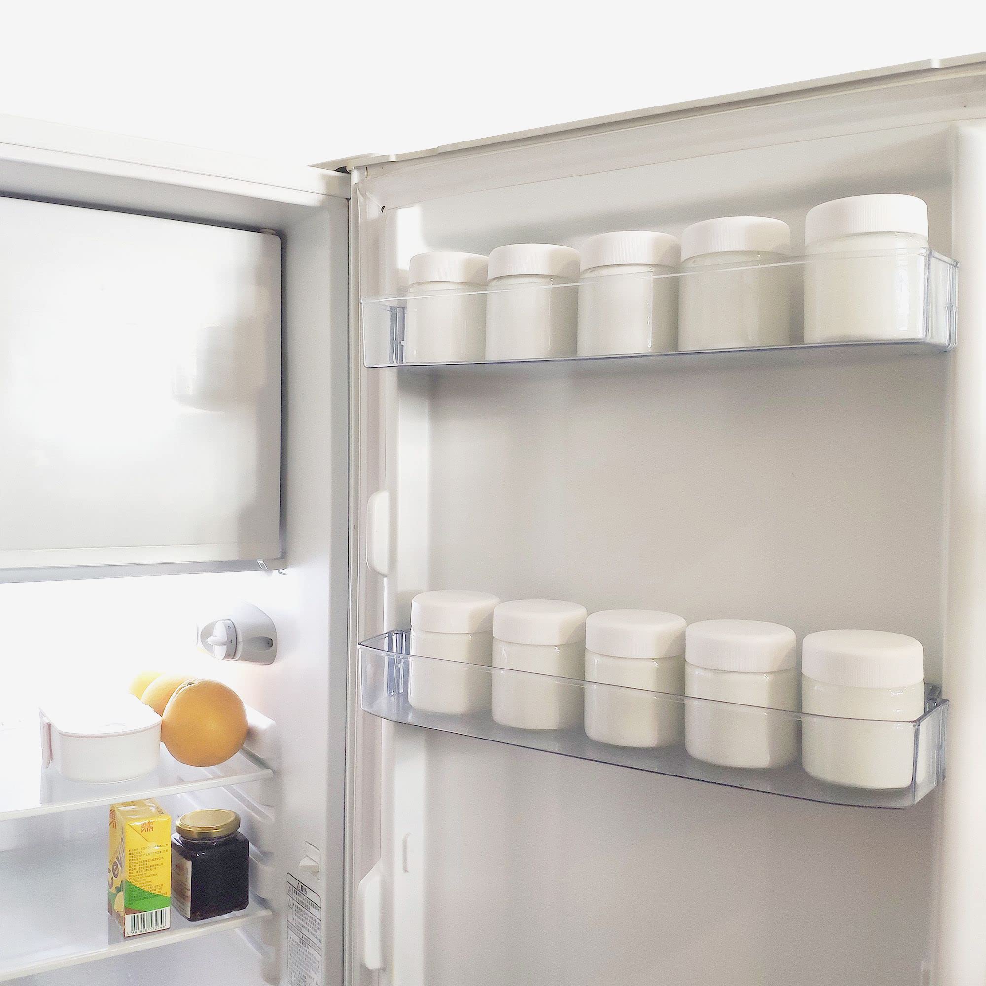 Leogreen - Yogurtiera, Macchina per yogurt naturale, 12 vasi, con timer, 30,6 x 25 x 12,4 cm, Bianco, Capacità per vaso: 0,21 L, Regolazione timer: 0-15 ore
