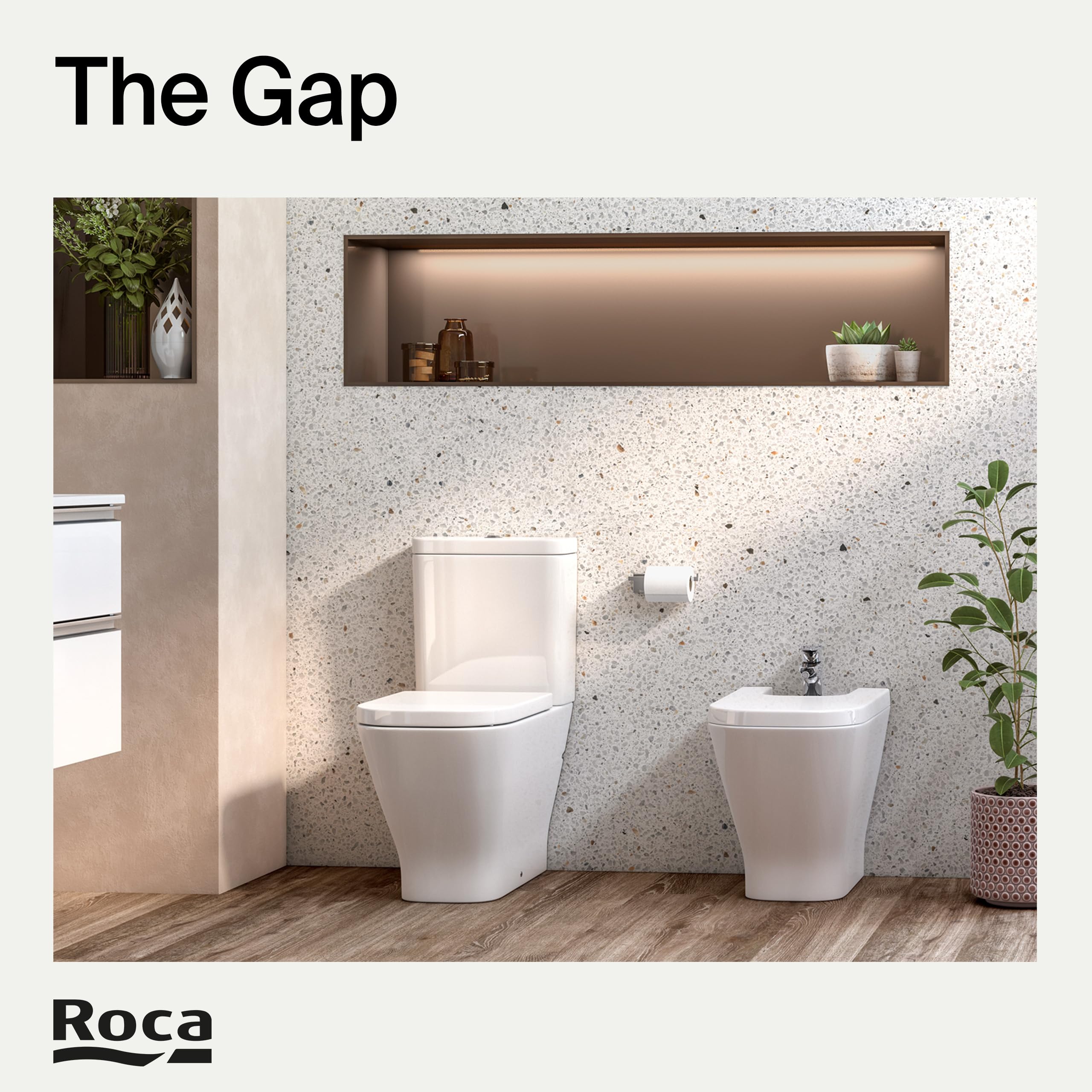 Roca The Gap - Tapa y asiento de Supralit para inodoro de tanque bajo, tapadera de WC original con ajuste perfecto, recambio de tapa de váter resistente, blanco, A80147000B