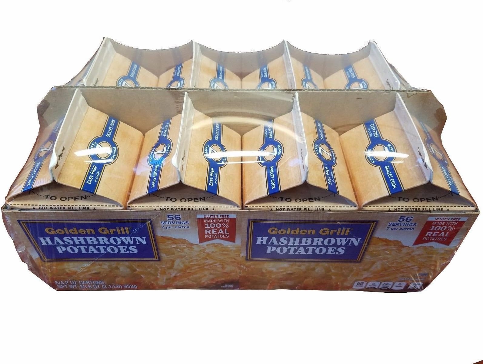 Golden Grill Hashbrown Potatoes(56 total servings) 8 count pack Net Wt 4.2 oz(119g) per carton, Gluten Free