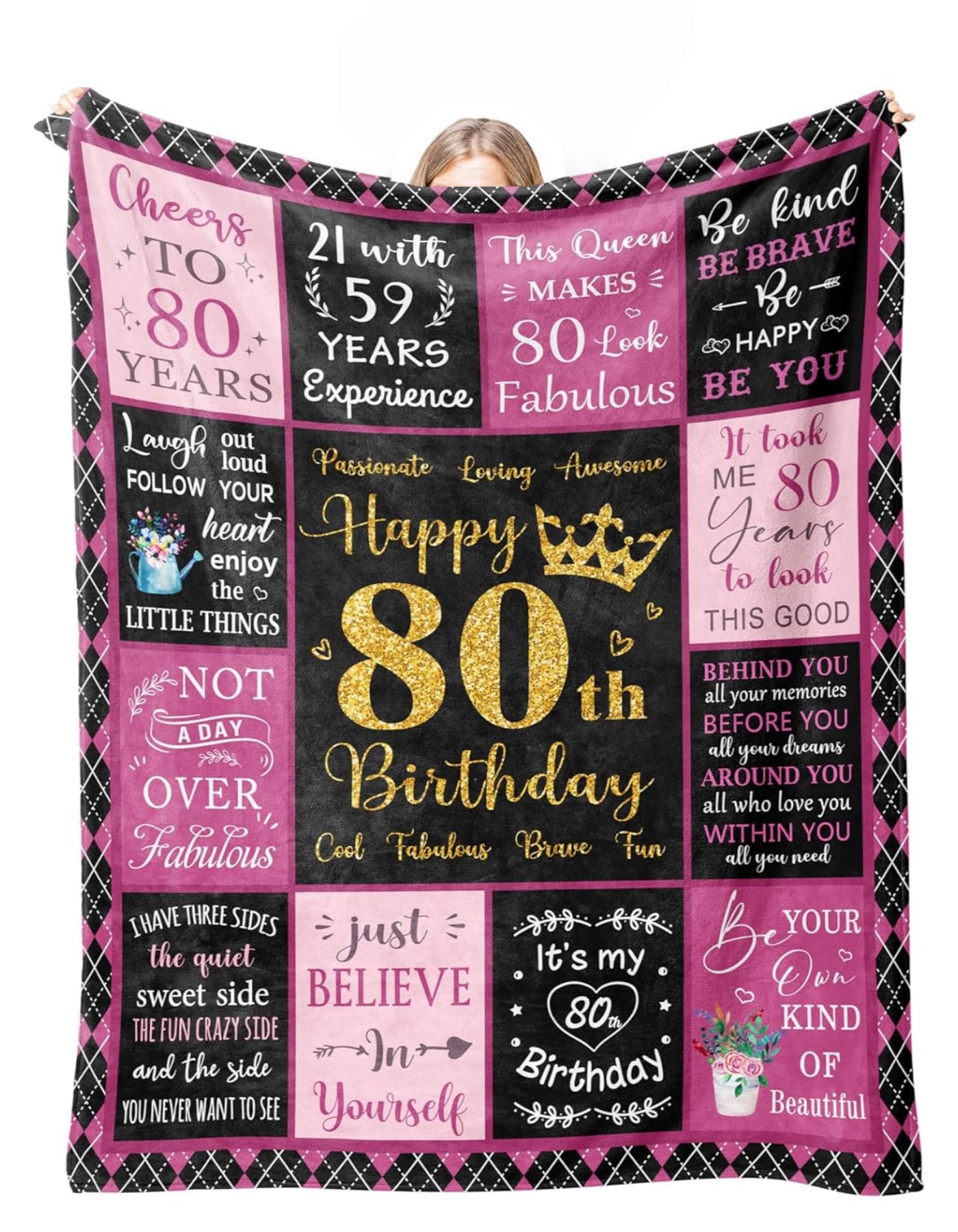 Cadeau d'anniversaire pour 80 ans : plaid d'amour pour votre grand-mère
