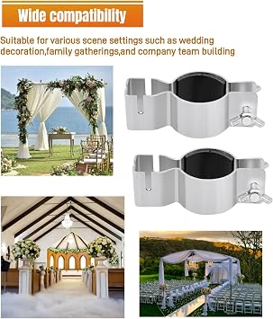 2 Pcs Adjustable Pipe and Drape Clamps with 1.5 or 2 Brackets Backdrop Stand,for Weddings,Banquets And Events Decoration Party Pipe Drape Backdrop Stand