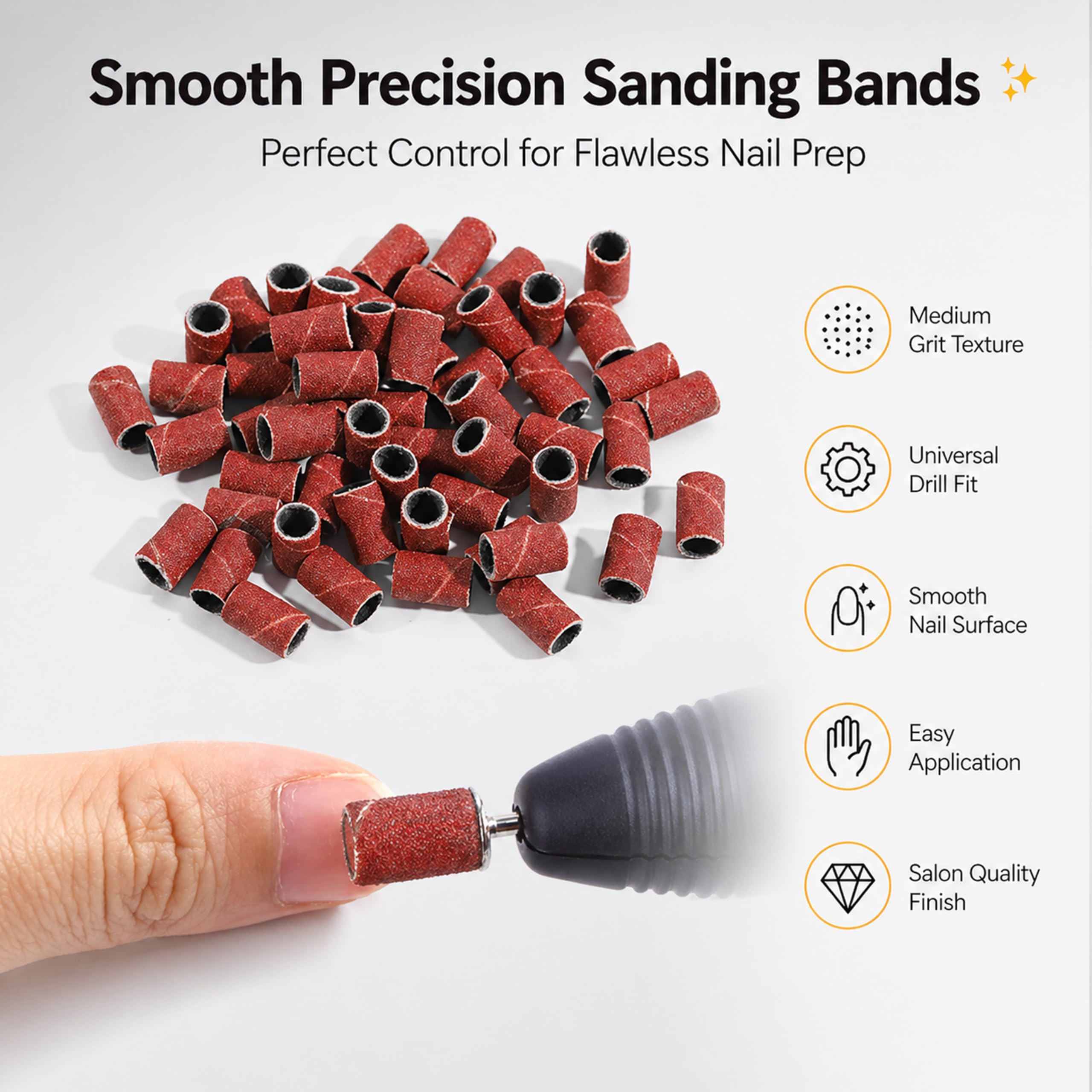 BOLT BEE 100pcs Multicolour Aluminum Oxide Fine 180 Grit Sanding Bands for Nail Art, Metal, Wood, Jade Polishing, Grinding, DIY Crafting 2