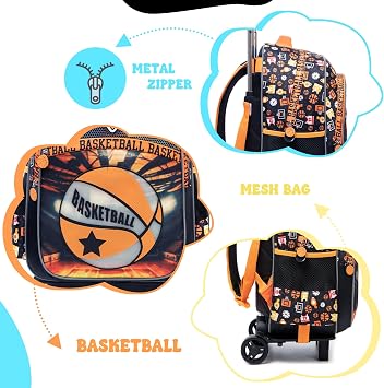 Kids Rolling Backpack for Boys Backpack with Wheels for School Backpacks for Boys Kids Bookbag for Primary Middle School with Lunch Box Set