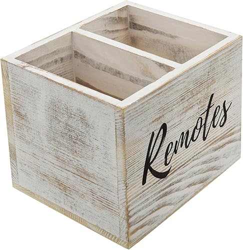 Vista 6 de MyGift Soporte para control remoto, soporte para control remoto de TV, organizador remoto de madera para mesa, 2 compartimentos grandes, madera