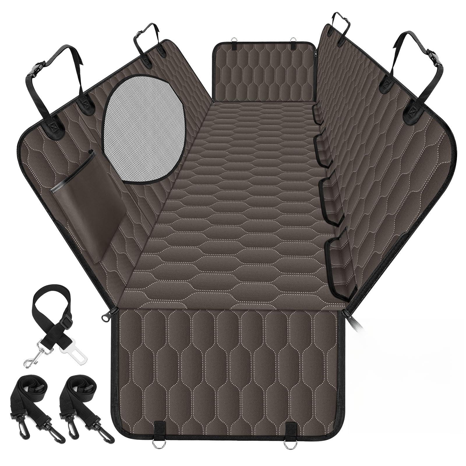 Coprisedile posteriore per cani, impermeabile, antigraffio, antiscivolo, amaca per cani per auto, coprisedile per sedile posteriore con finestra a rete ellittica e tasca, per auto, SUV e camion, S,
