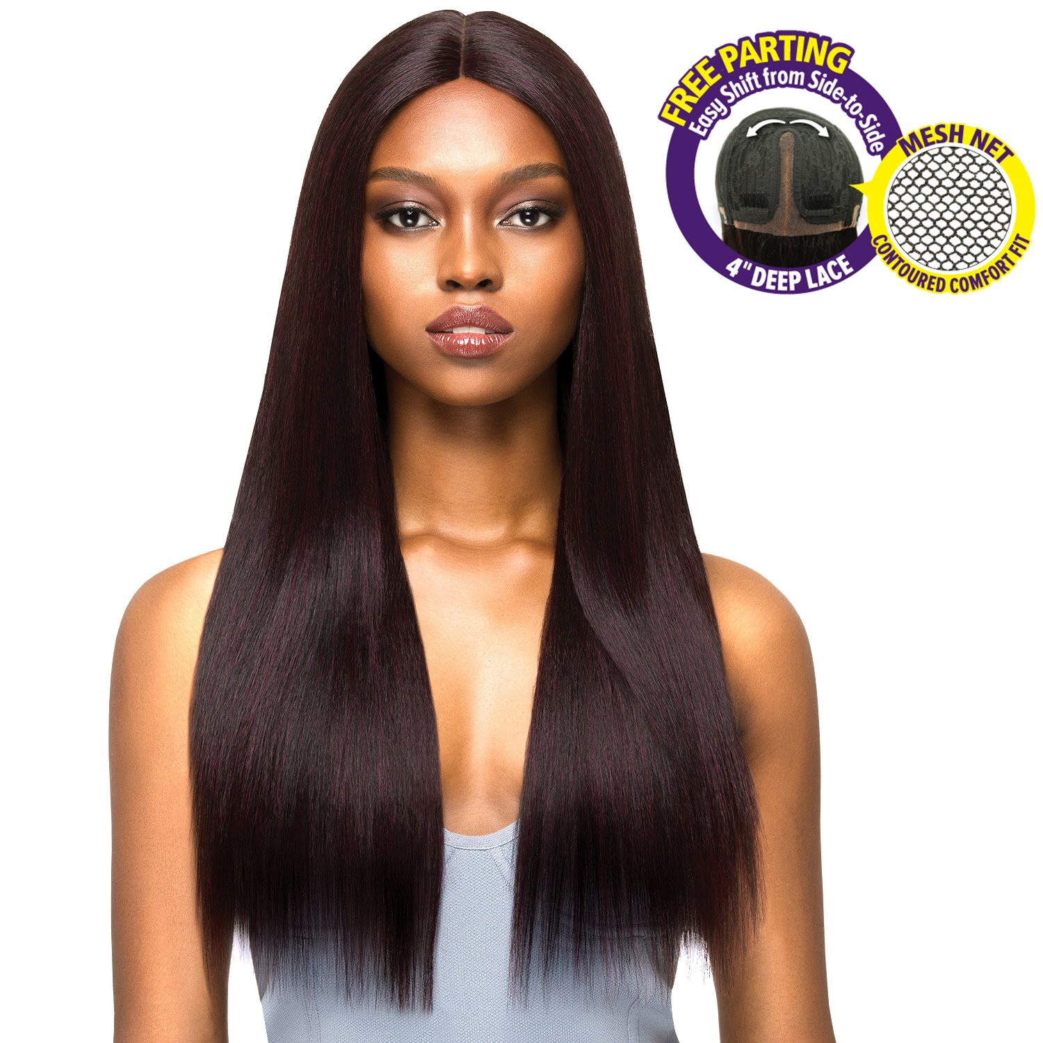 Outre Synthetic Hair Lace Front Wig Brazilian Boutique 4" Deep Free Part Lace Wig Volume Pressed (DR27)