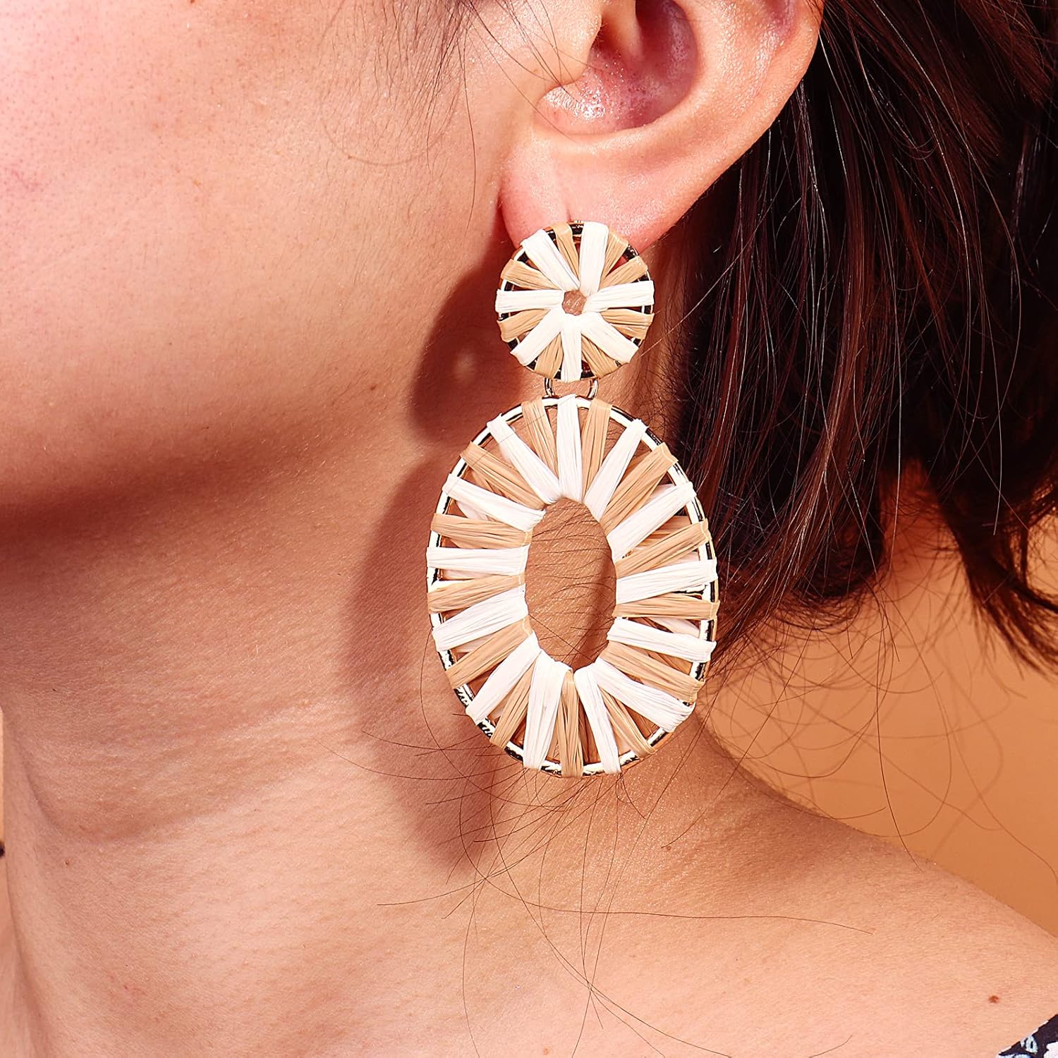 Statement Raffia Earrings Boho Drop Dangle Earrings for Women Handmade Fashion Earring Bohemian Gift Jewelry for Girls - Image 5