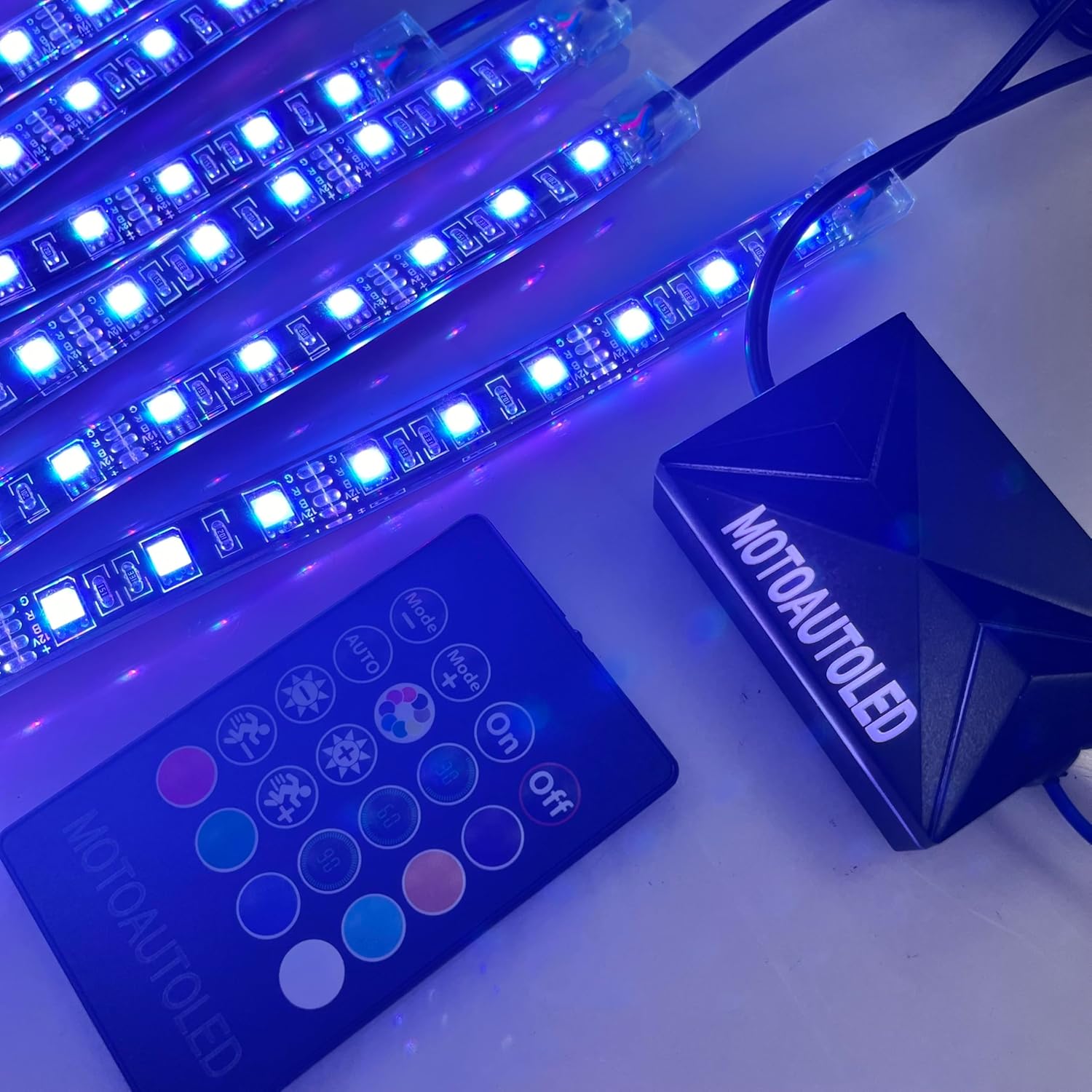 16Pcs RGB Motorcycle LED Underglow Kit Strips Waterproof Multi Color Music Accent Light APP Brake Signal Remote Control Accessories for ATV Can-Am Harley Davidson Honda Kawasaki Suzuki