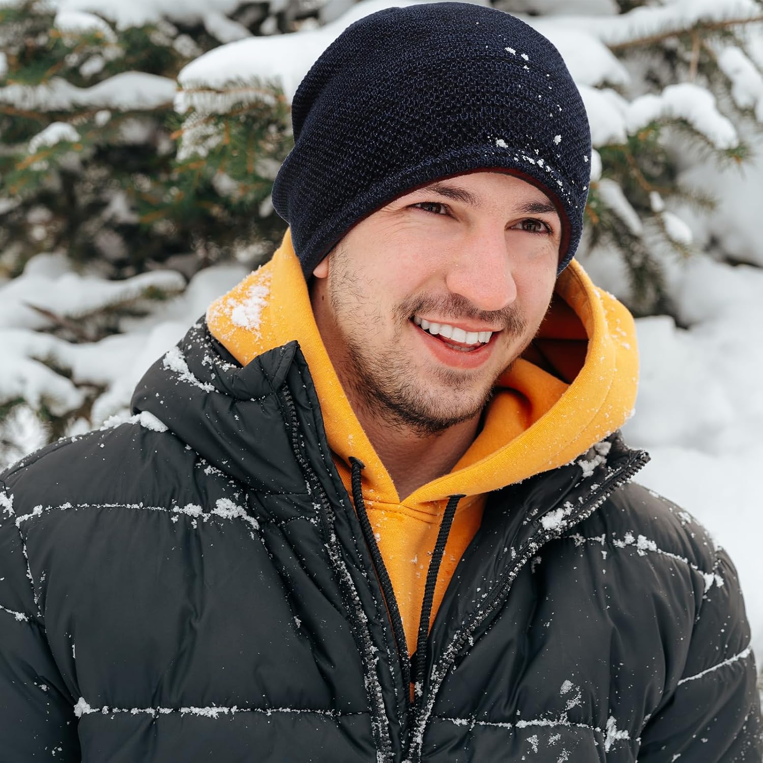 Lvaiz 2 Pack Winter Fleece Lined Mens Beanie Hat Reversible Knit Skull Cap for Men Women Warm Windproof Hat for Outdoor - Image 6