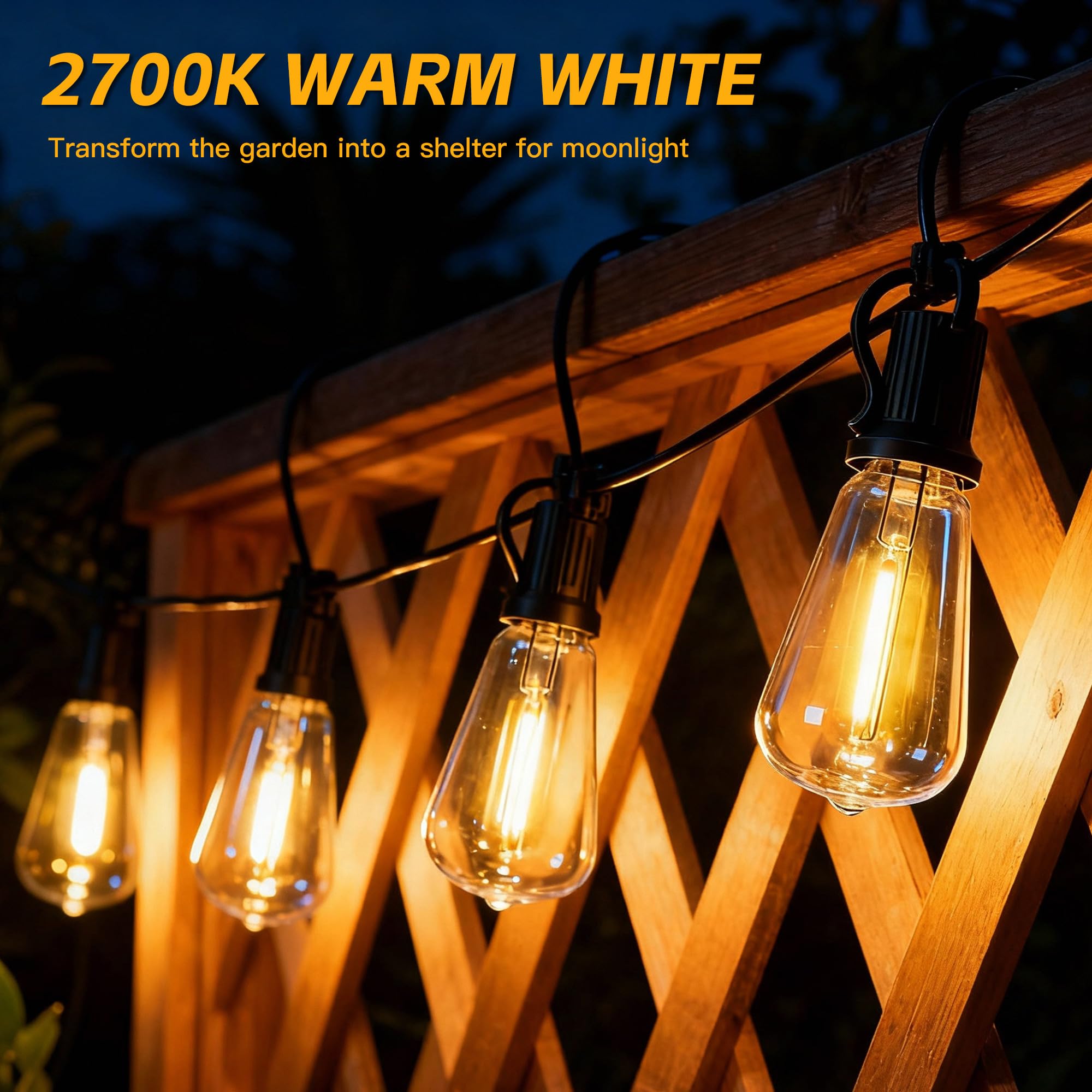 Guirnalda de luces solares para exteriores IP65, impermeable, luz de jardín USB y carga solar, con control remoto y 36 + 2 bombillas LED inastillables, 8 modos de luz, luces solares regulables