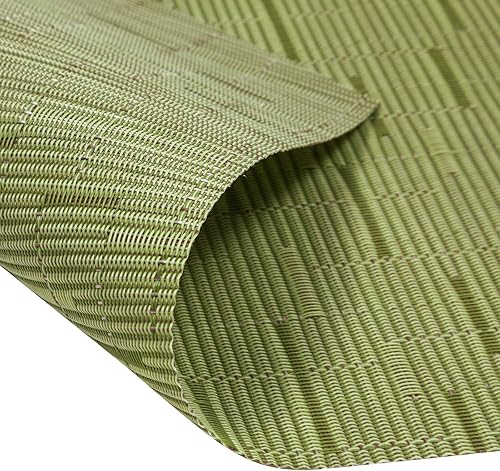 Miniatura 3 de SHACOS Juego de 5 manteles individuales de mesa redonda de vinilo tejido con cuña con centro de mesa, manteles individuales redondos resistentes al