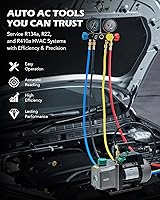 Vista 2 de Orion Motor Tech - Bomba de vacío de AC y juego de medidores, bomba de vacío de 1/3 hp, kit de manómetro de 4.5 cfm con detector de fugas, 4