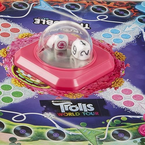 Miniatura 4 de Hasbro Gaming Trouble DreamWorks Trolls World Tour Edition Juego de mesa para niños de 5 años en adelante incluye una pequeña figura de diamante con