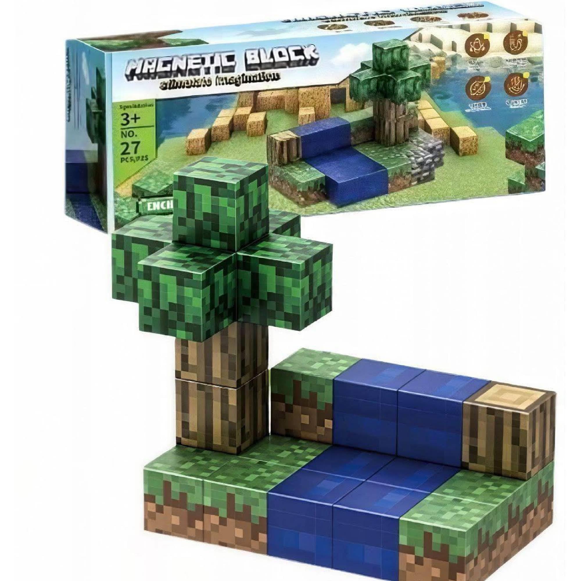SHAKTISM Magnetic Building Blocks Set for Kids, 27 PCS Magnetic Construction Cubes, Minecraft Style, Creative STEM Learning Toy, Educational Magnetic Building Set for Boys & Girls Age 3+-image-21