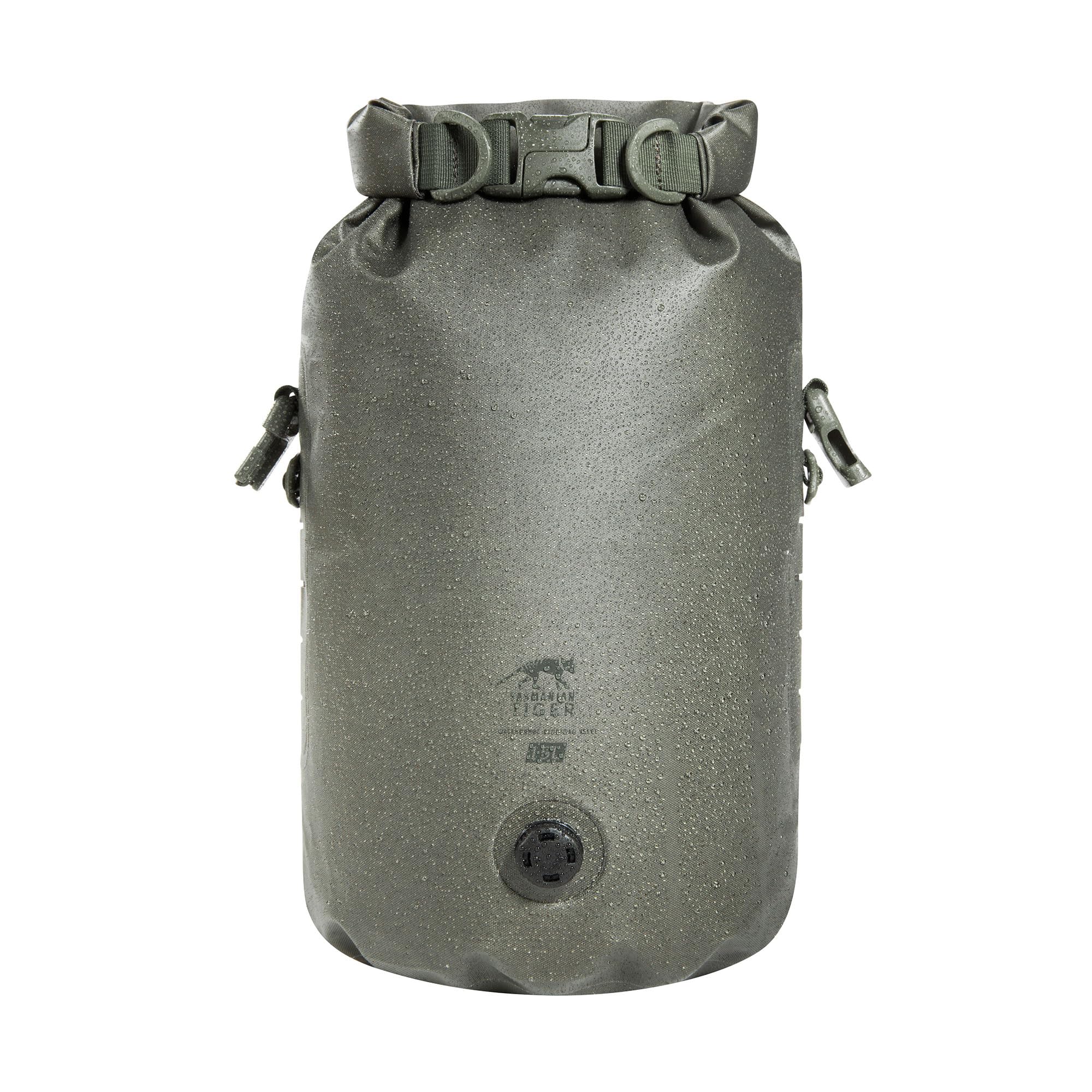 Tasmanian Tiger TT Stuffbag 15 WPV wodoszczelny worek do pakowania 15 l z rolowanym zamknięciem i zaworem do kompresji, do aktywności na świeżym powietrzu, łodzi, sportów wodnych; kamienno-szary