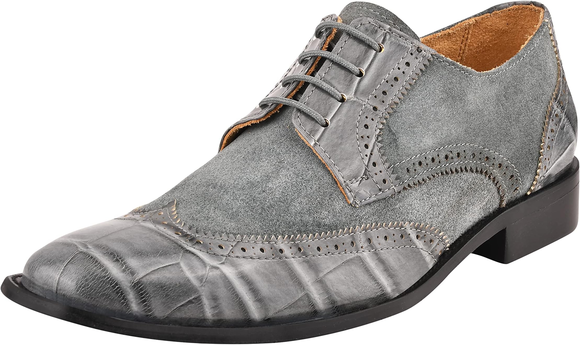 LIBERTYZENO Mens Wingtip Genuine Leather Oxford Dress Shoes