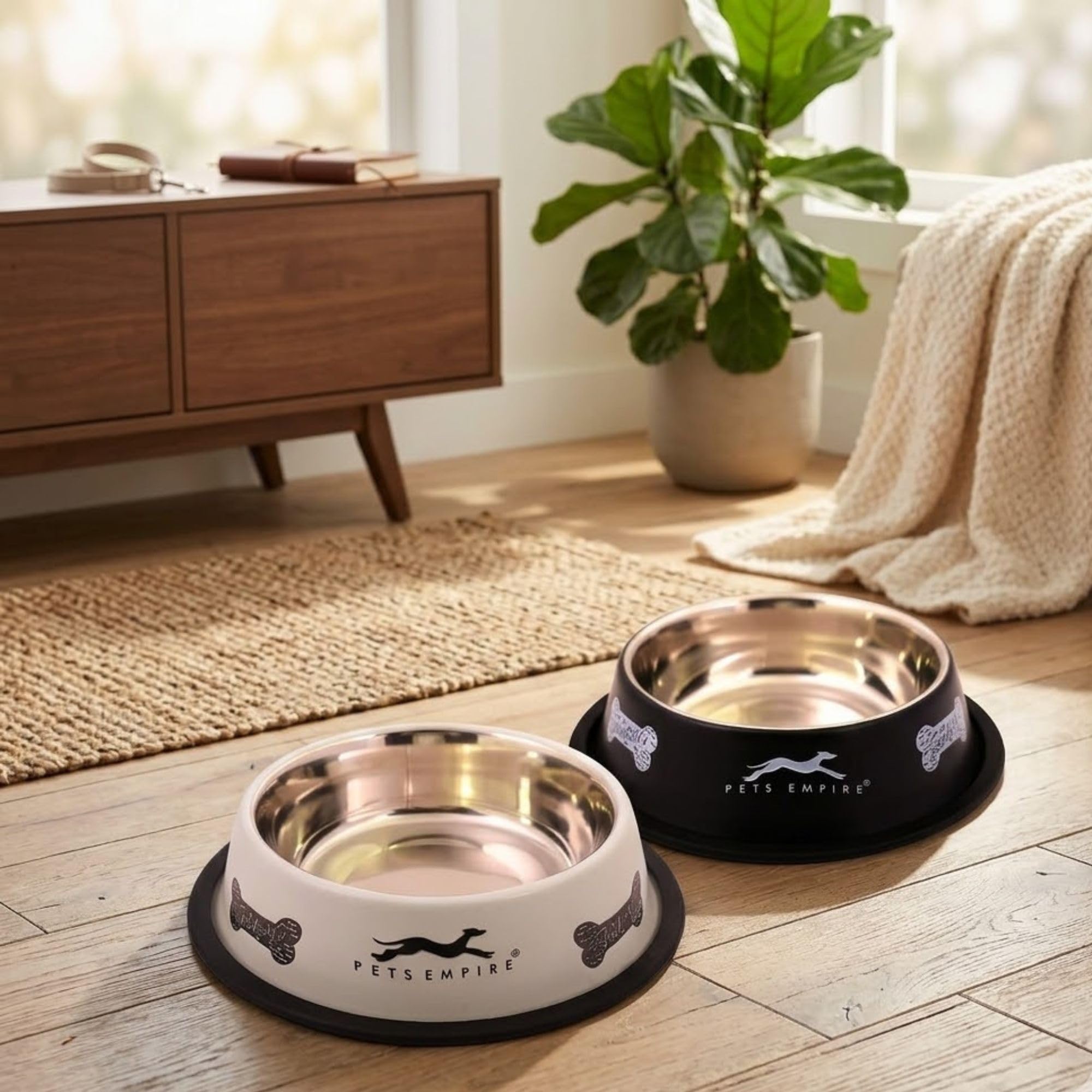 Pets Empire Dog Bowl| Anti-Skid Stainless Steel Bowls for Puppy and Cat | Food & Water Bowl | Cat Bowl | Gifts for Dogs Birthday | Black & Grey Color Combo, Medium Size - 700ml (Buy 1 Get 1 Free)-picture-10