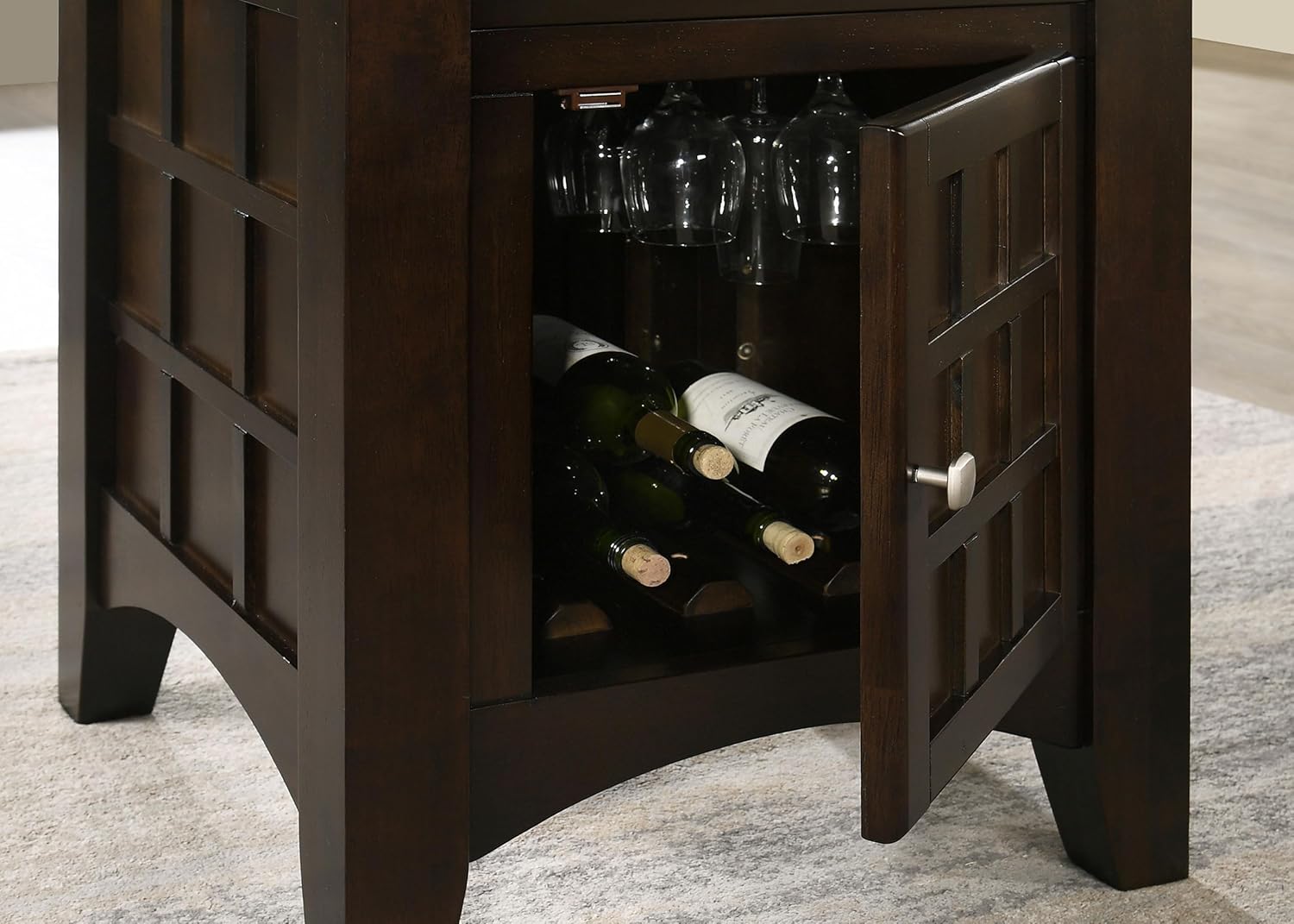Cappuccino Wood Counter Height Dining Table with Storage