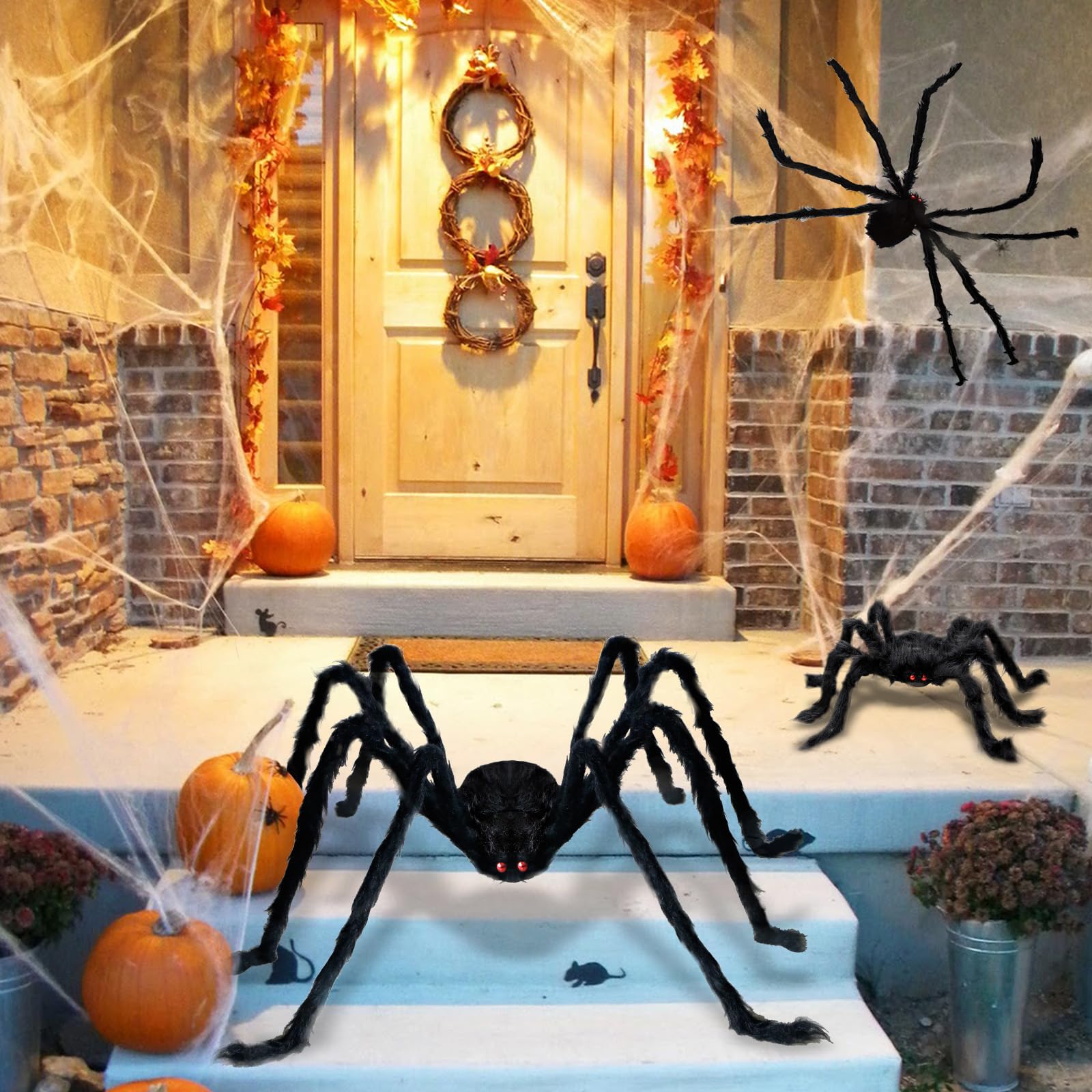 3 ragni giganti decorazioni di Halloween, spaventosi grandi ragni all'aperto decorazioni di Halloween decorazioni per interni