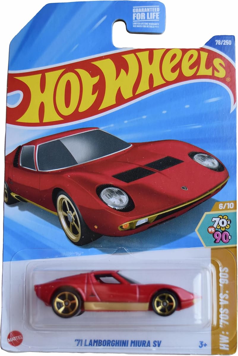 Hot Wheels '71 Lamborghini Miura SV, '70s vs '90s 6/10 [red] 78/250