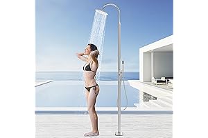 Freestanding Outdoor Shower Fixtures Set with 10” Shower Head & Handheld Spray