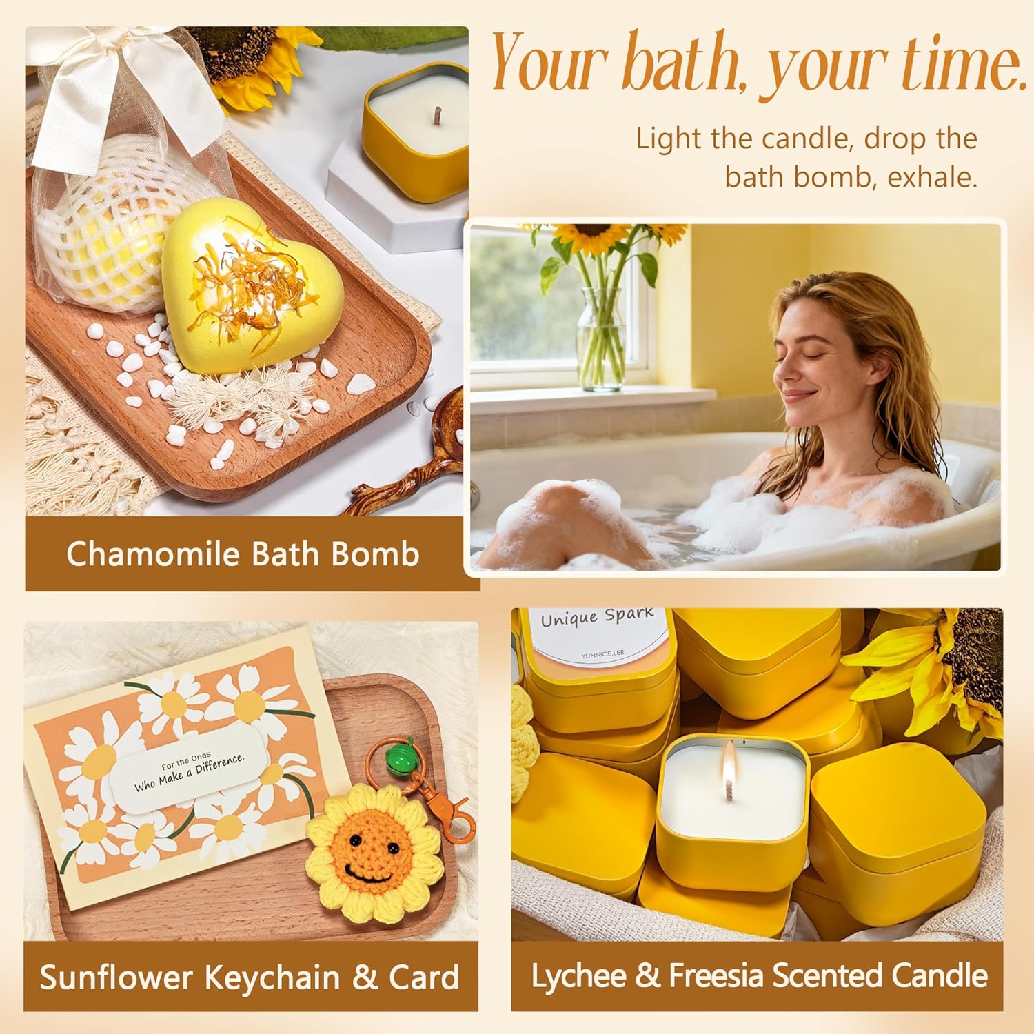 Thank You Gifts for Women, 8PCS Teacher Appreciation Gifts, Birthday, Valentines Day Gift for Women Her Friendship Coworkers Nurse Mom, Sunshine Cheer Up Gift for Her - Image 7