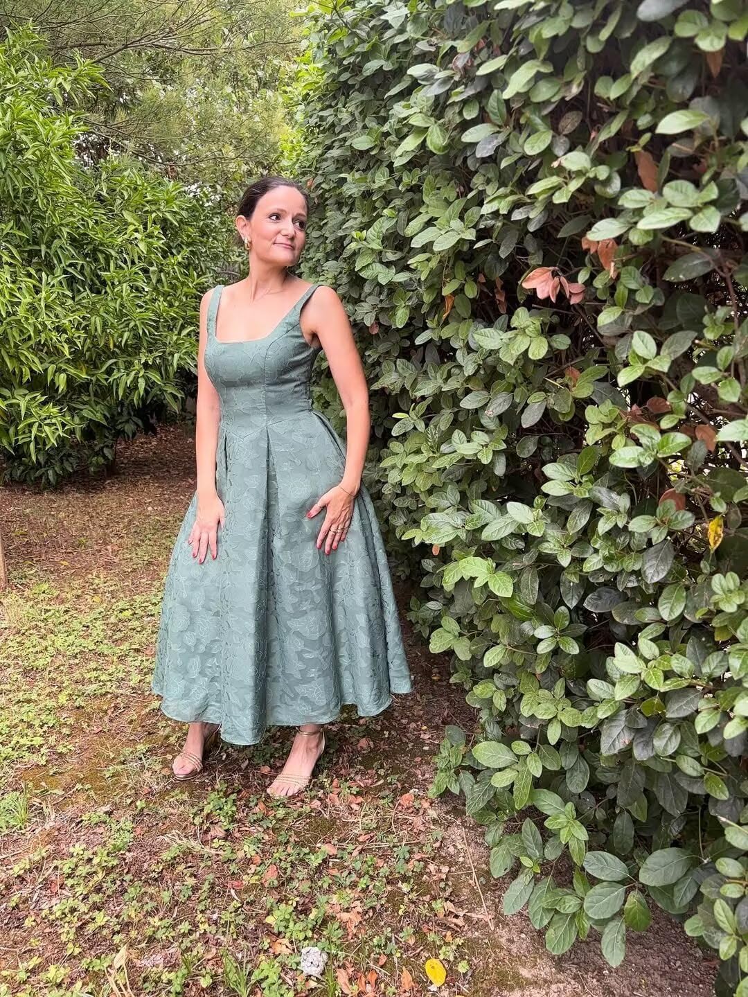 Basgute Floral Lace Bridesmaid Dresses for Women Tea Length A Line Pleated Wedding Guest Dress Formal Gown - Image 7