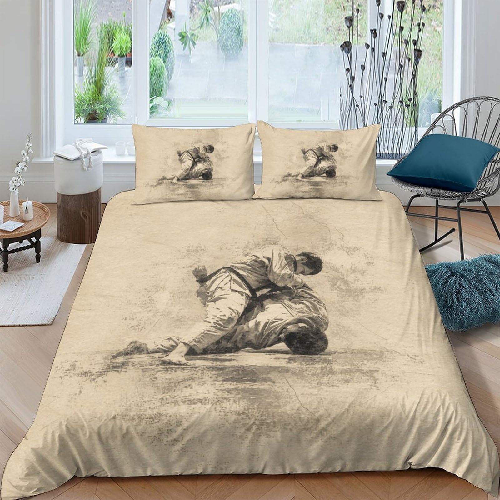 Ctjqhvkz Style-6 3D Printed Vintage Sketch Fitted Sheet Microfiber Soft Breathable Athletic Runner Bed Cover For Bedroom Guest Room Decor Single（135X200cm）