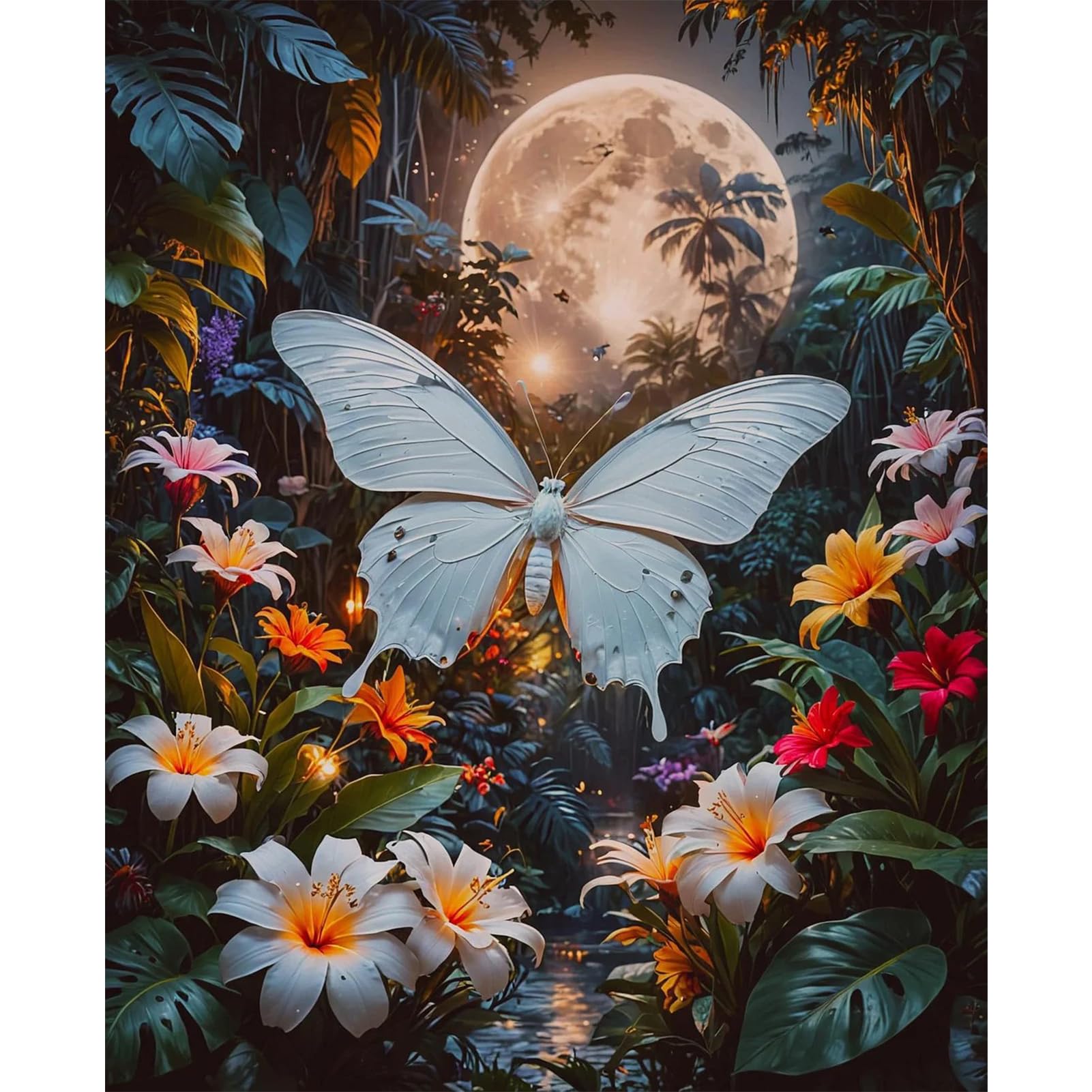 JATOK Paint by Numbers Kits for Adults, Painting Kits for Beginners On Clear Colored Canvas, Easy DIY Acrylic Pigment Drawing Paintwork for Home Wall Decor, 16x20in/40x50CM Frameless, Butterfly