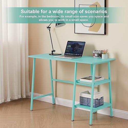 Miniatura 4 de VECELO Escritorio de 43 pulgadas para computadora en casa y oficina, escritorio moderno y simple con almacenamiento para dormitorio, mesa simple