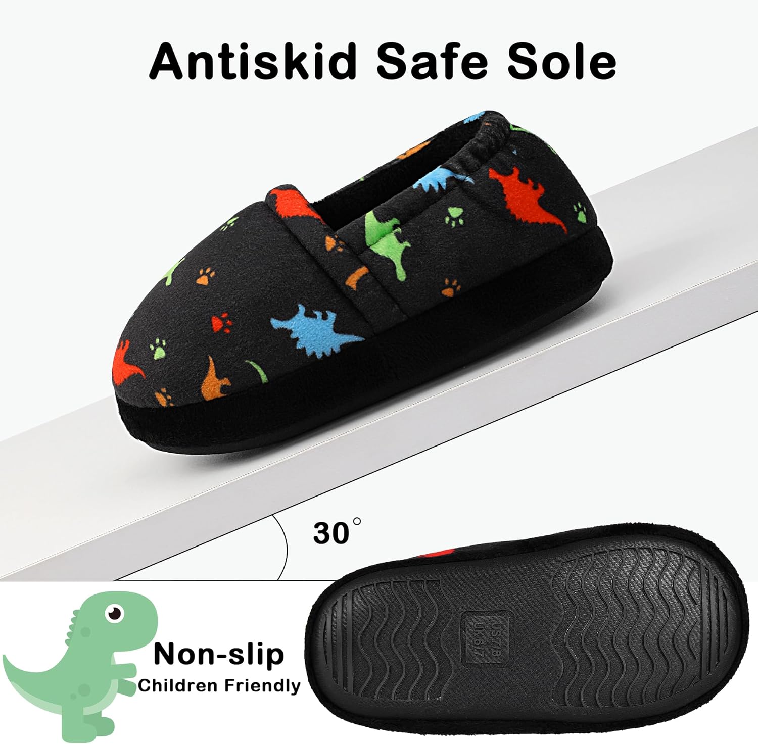 Kids Slippers Boys House shoes Anti Skid Bedroom Dinosaur - Image 3