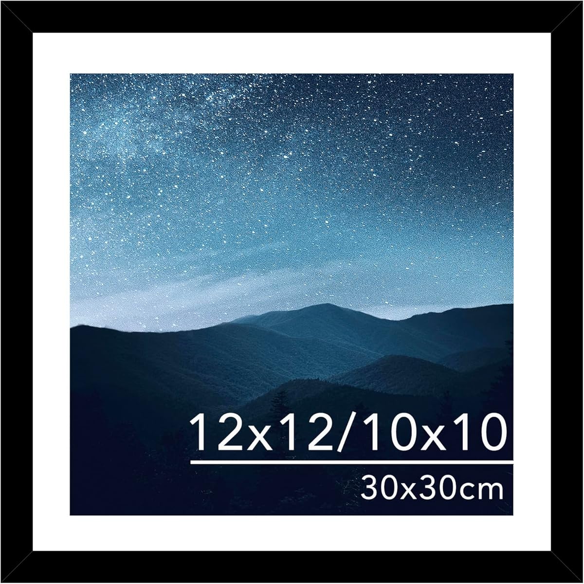JCJMY 12x12 Picture Frame with Mat for 30 x 30cm Diamond Art Painting, Display Photo 10x10 or 12 x 12 Without Mat, Wall Hanging Large Frame with Plexiglass, Black