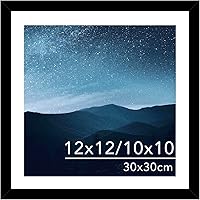 12x12 Black Picture Frame with Mat for 30x30cm Diamond Art Painting - Fits 10x10 Photos, Shatterproof Plexiglass, Wall Hanging