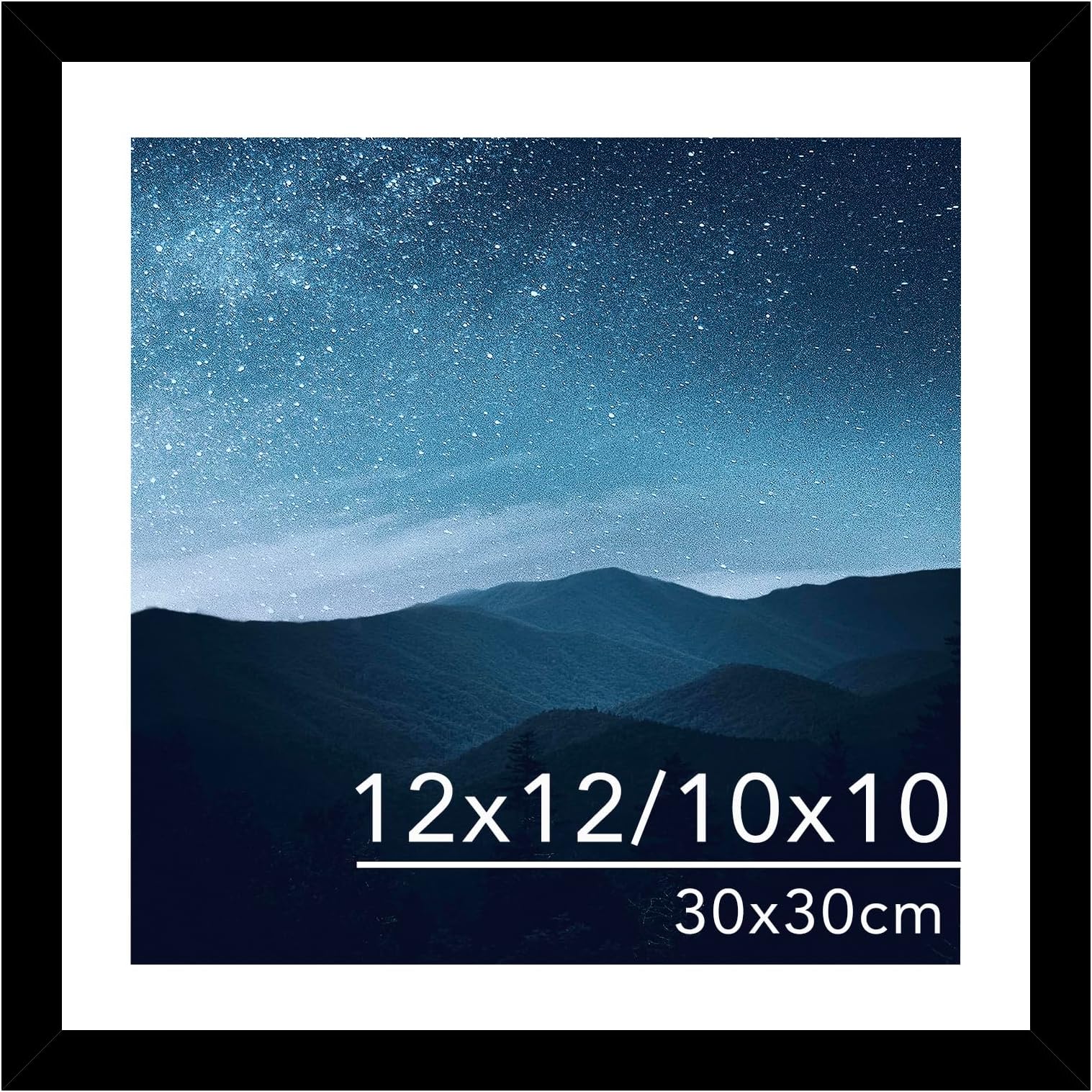 JCJMY 12x12 Picture Frame with Mat for 30 x 30cm Diamond Art Painting, Display Photo 10x10 or 12 x 12 Without Mat, Wall Hanging Large Frame with Plexiglass, Black