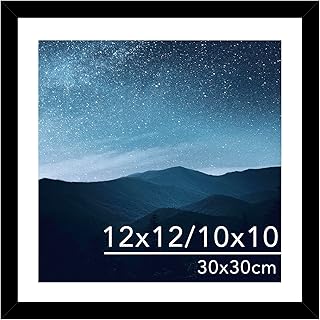 Marco de fotos de 12 x 12 pulgadas con alfombrilla para cuadro de arte de diamante de 30 x 30 cm, marco de exhibición de foto de 10 x 10 o 12 x 12 sin alfombrilla, marco grande para colgar en la
