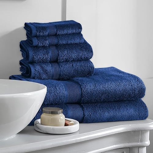 Miniatura 5 de Boston Linen Co. - Juego de 6 toallas de baño, 2 toallas de mano, 2 toallas de baño y 2 toallas faciales, 100% algodón de calidad hotelera, suave y