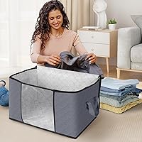Vista 3 de Fab totes Paquete de 8 bolsas de almacenamiento plegables para mantas, contenedores de almacenamiento para organizar dormitorio, armario, ropa, Gris