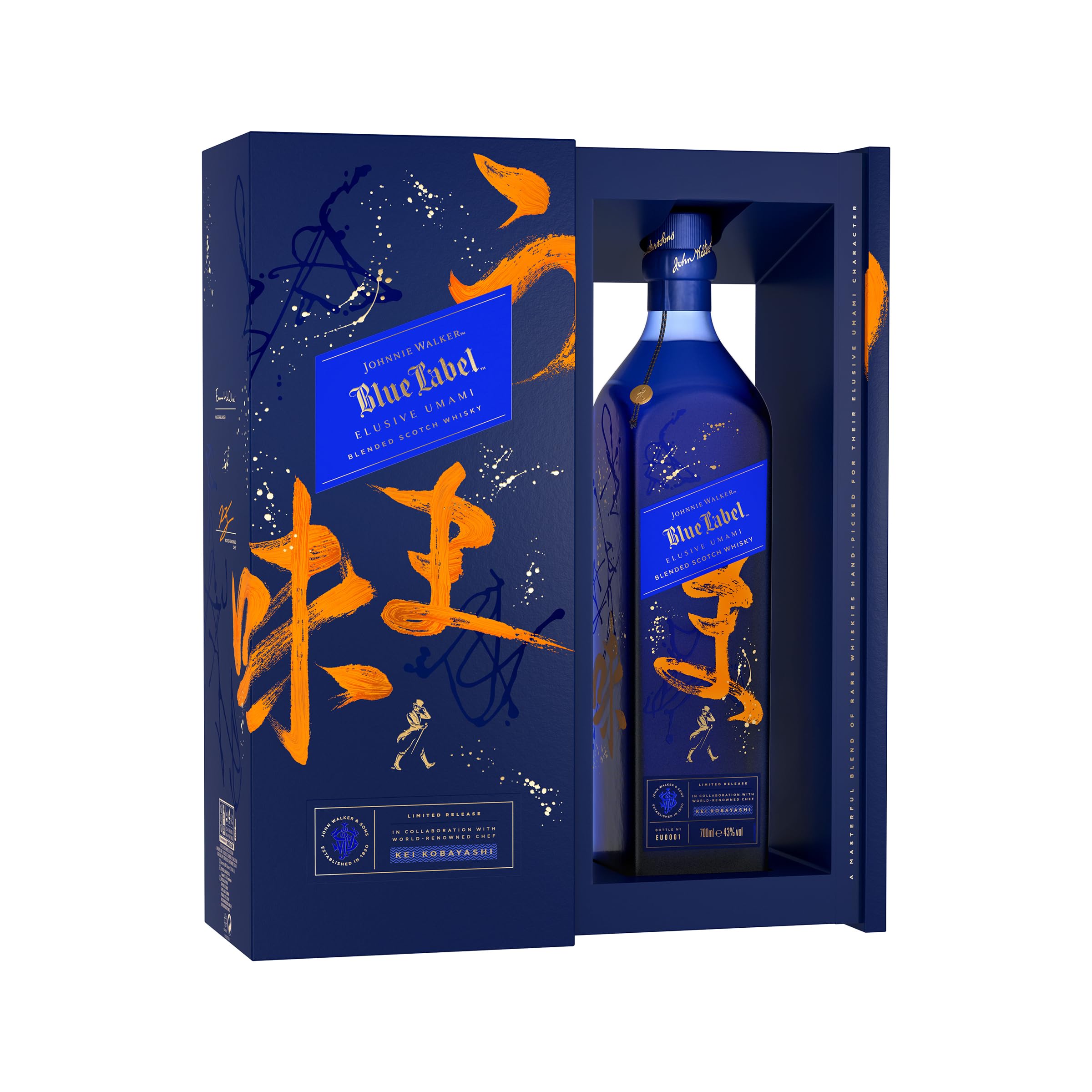 Johnnie Walker Blue Label Whisky - Elusive Umami | Blended Scotch Whisky | Limitierte Edition | in exklusiver Geschenkverpackung | Kei Kobayashi Geschmackinnovation | 40% vol | 700 ml Einzelflasche |