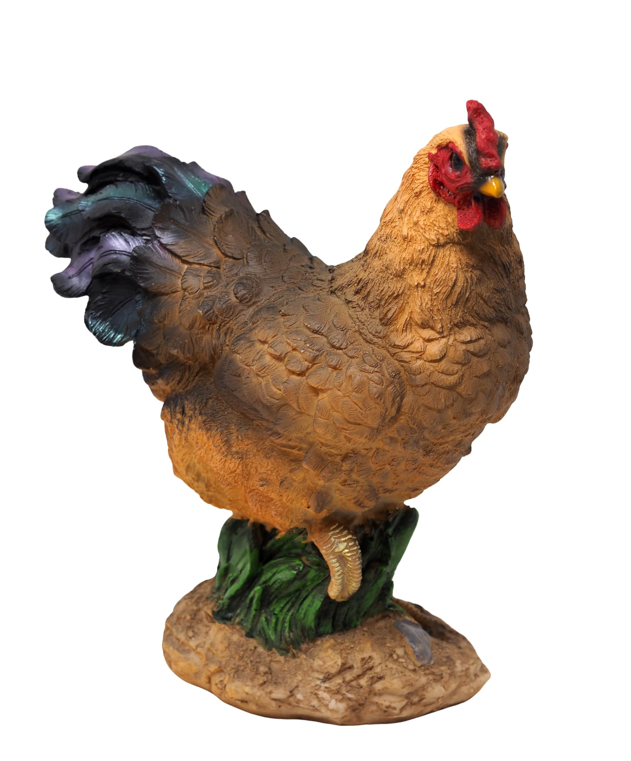 Chicken Hen Ornament 25cm Figurine - Home Garden Statue - Dark Tail Feather