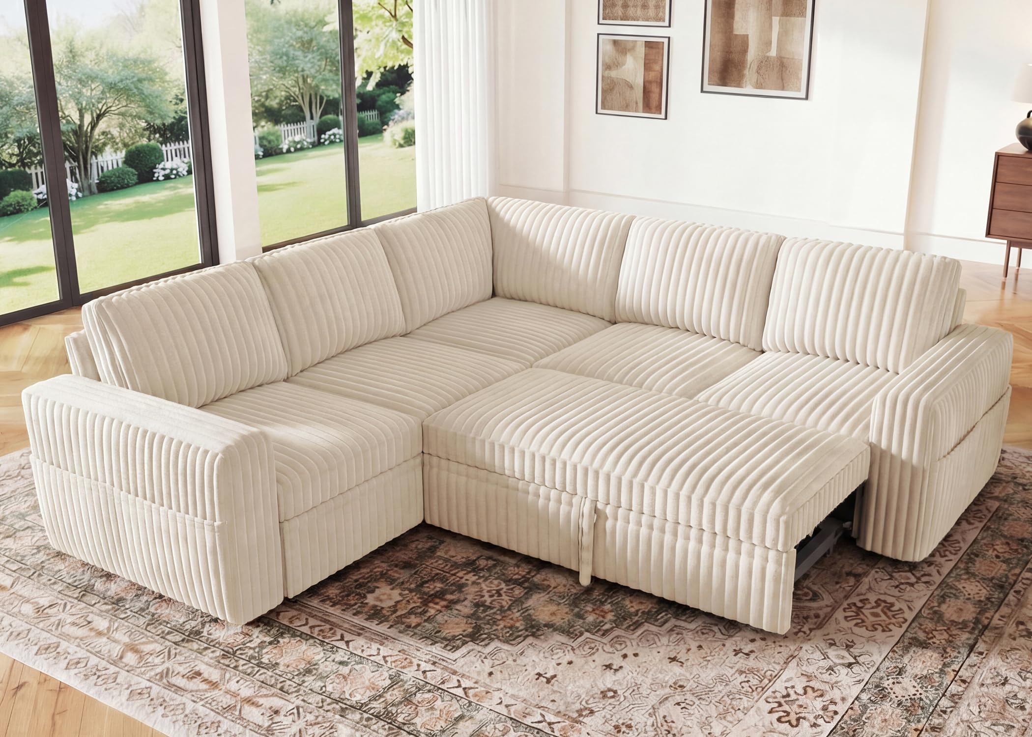HONBAY Modular Sectional Sleeper Sofa with Pull Out Bed
