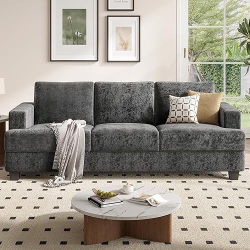 89 Inch Sofa with Extra Deep Seats Oversize, Chenille Fabric 3 Seater Sofa for Living Room, Modern Couch and Sofa, Comfy Armrests and Seats and Backrests, Easy Installation,Gray