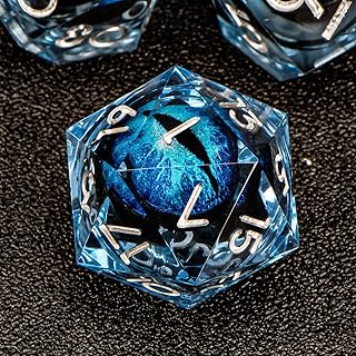 KERWELLSI Beholder's Dragon Eye DND Dice, 7 Piece Liquid Core D&D Dice Set, Sharp Edge Resin Dungeons and Dragons Dice with Gift Box, Polyhedral Role Playing RPG D and D Dice D20 D12 D10 D8 D6 D4